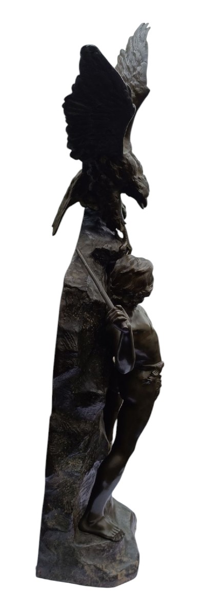 Large Bronze "eagle Finder" Théophile Somme-photo-2