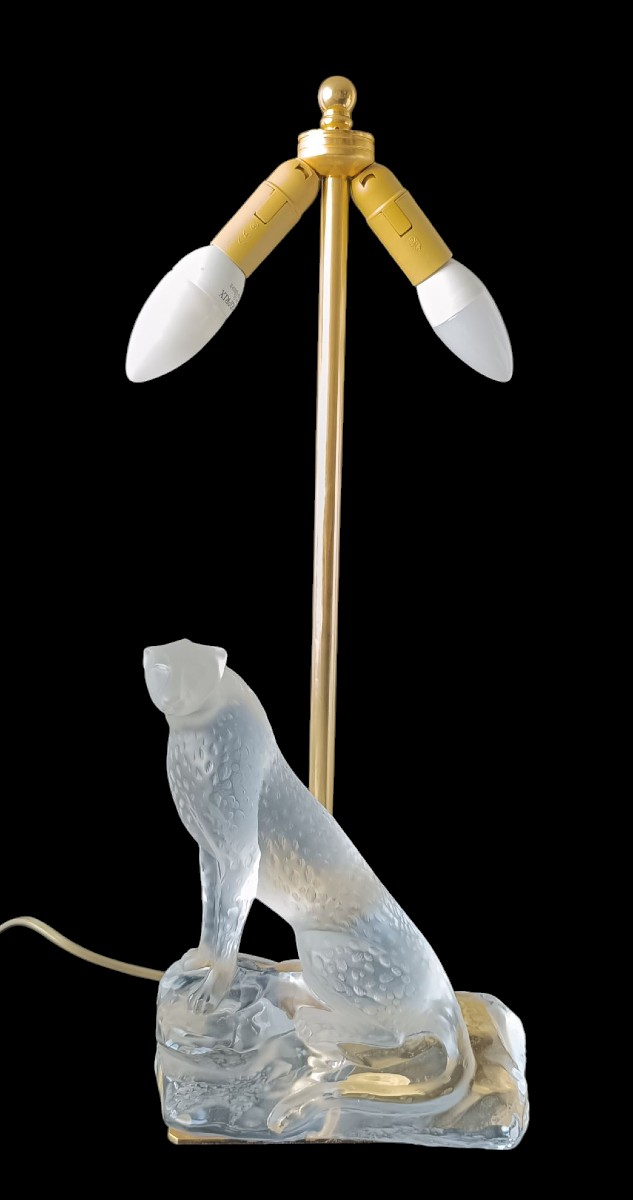 Lampe guépard Tancrède en cristal Lalique -photo-3