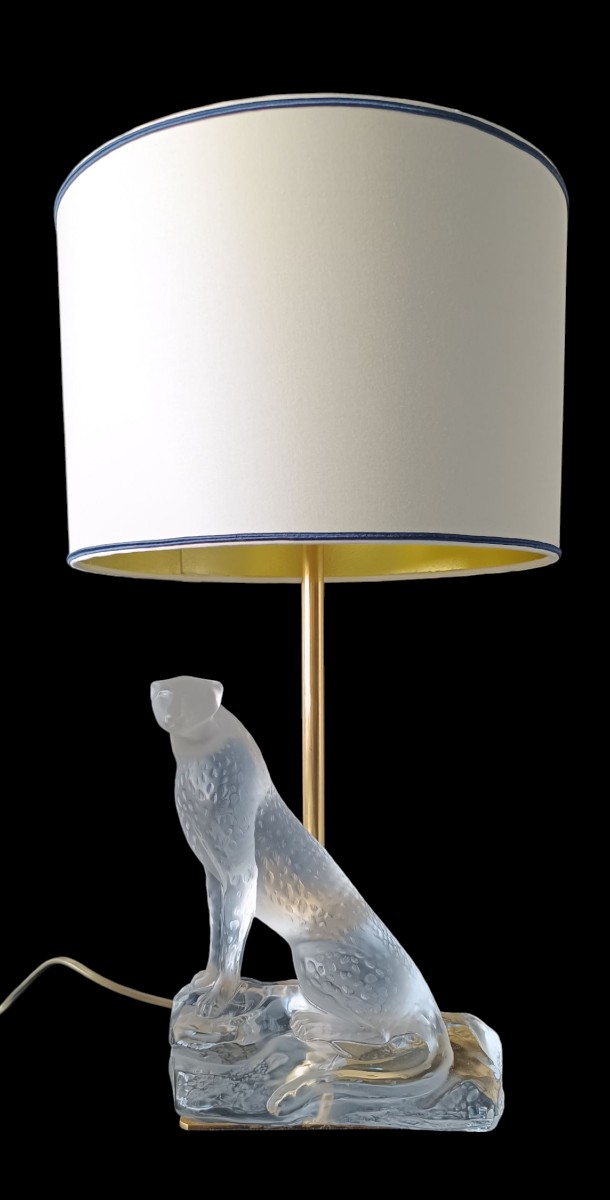 Lampe guépard Tancrède en cristal Lalique 