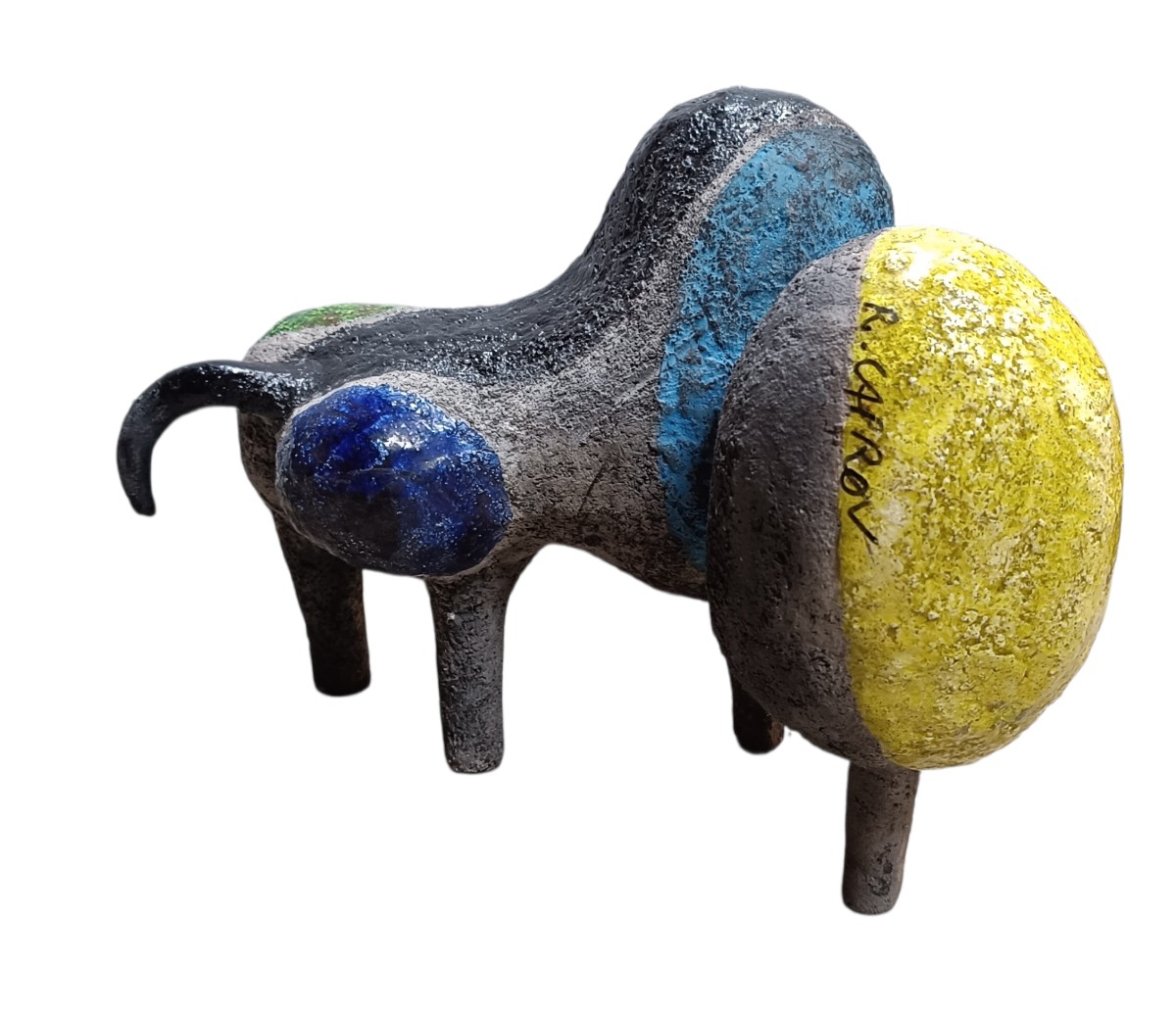 Zoomorphic Sculpture In Raku By Roger Capron -photo-3