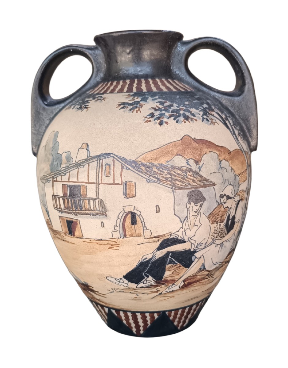 Stoneware Vase R.f Ciboure / Pelote Basque-photo-3