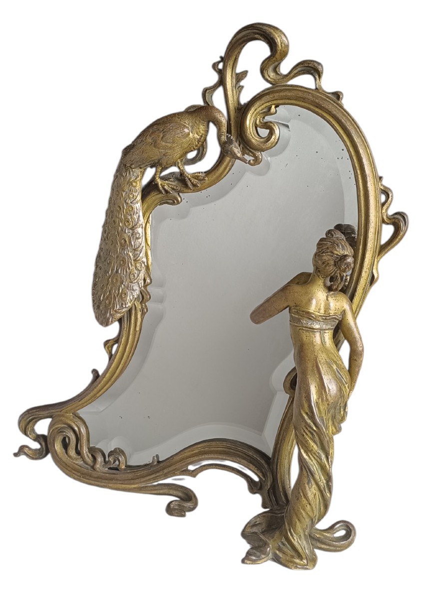 Miroir de table sculptural art nouveau