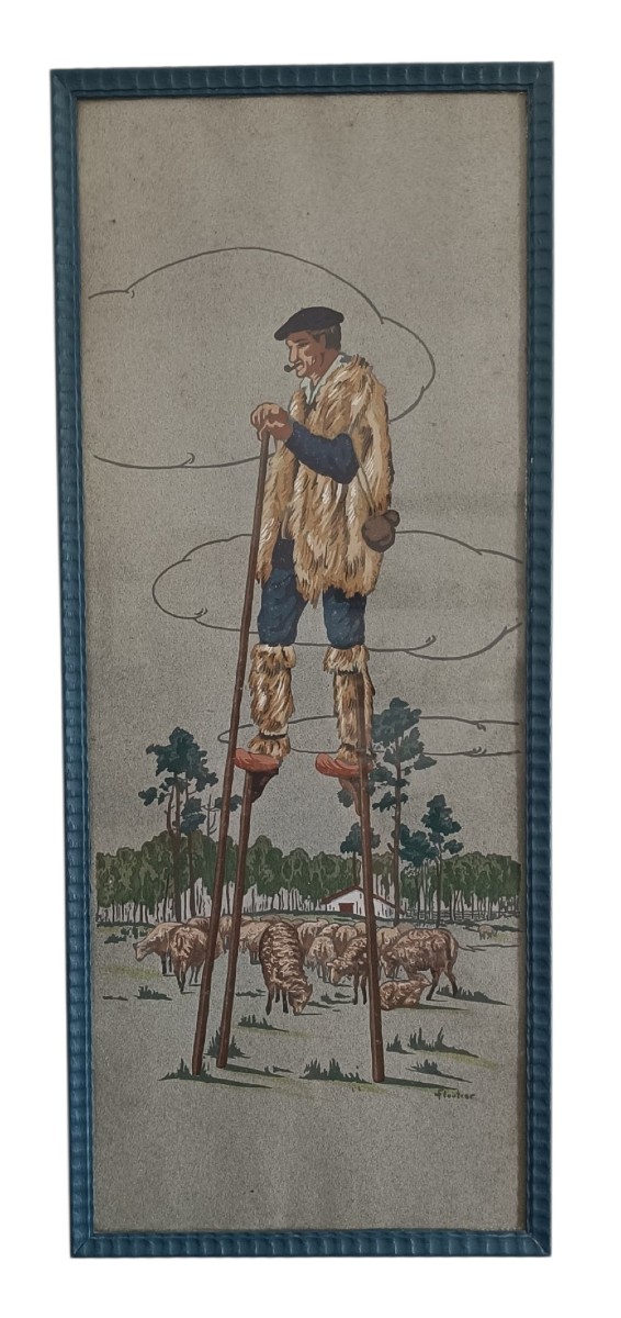 Pochoir "le berger landais" Louis Floutier 