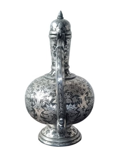 Spherical Bidri Ewer With Silver Inlay / India, 19th Century -photo-4