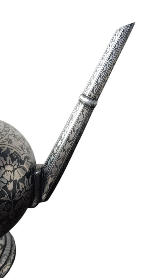 Spherical Bidri Ewer With Silver Inlay / India, 19th Century -photo-1