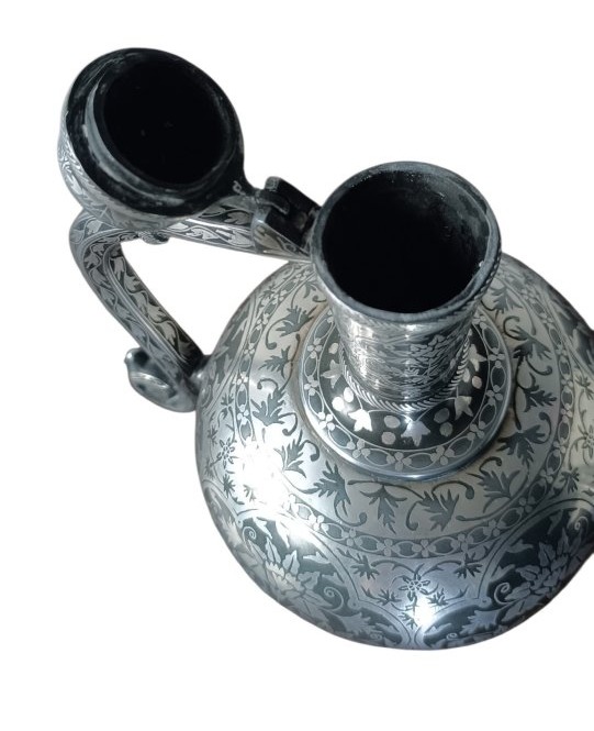 Spherical Bidri Ewer With Silver Inlay / India, 19th Century -photo-6