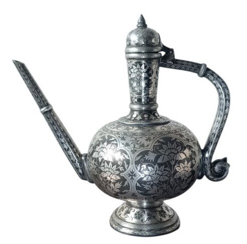 Spherical Bidri Ewer With Silver Inlay / India, 19th Century 