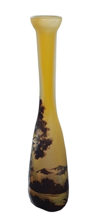 Vase soliflore paysage lacustre Émile Gallé -photo-4