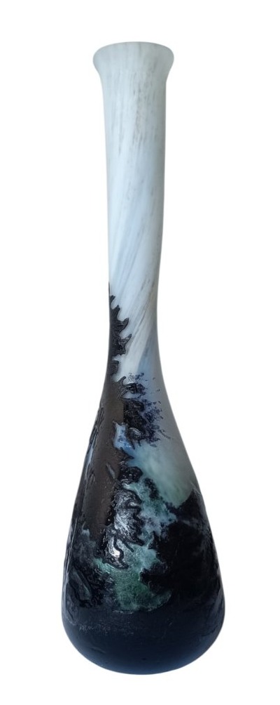 Large "vosges Landscape" Single-flower Vase By Gallé -photo-1