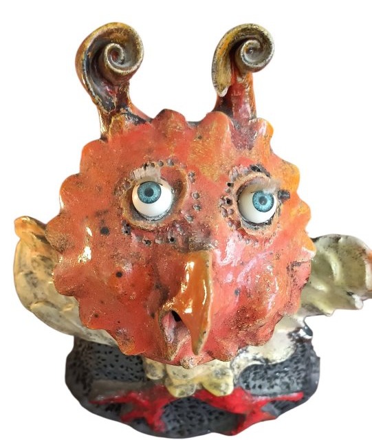 Raku Owl  Sculpture By Jean Linard-photo-3