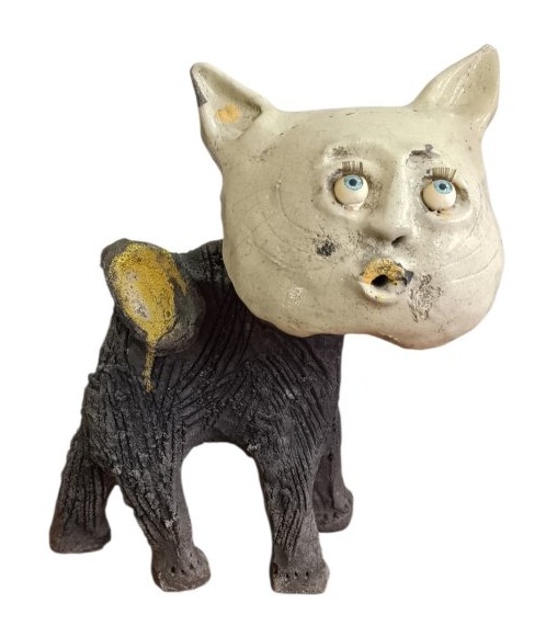 Sculpture chat en raku Jean Linard 