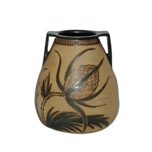Bursiform Vase With Square Handles Ciboure étienne Vilotte / Thistle Flower