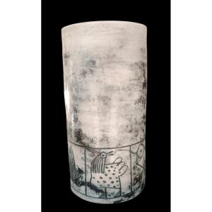 Jacques Blin Ceramic Scroll Vase