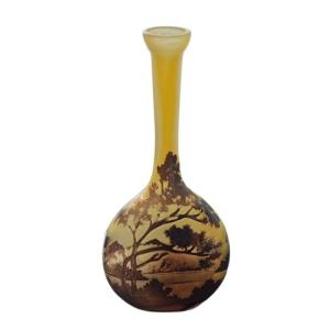 émile Gallé Lake Landscape Single-flower Vase