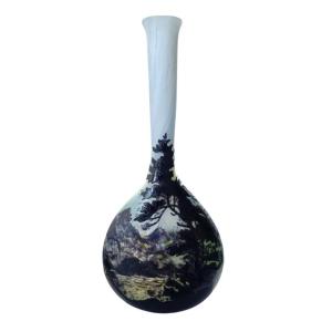 Large "vosges Landscape" Single-flower Vase By Gallé 