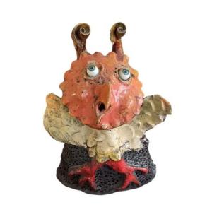 Sculpture hibou en raku Jean Linard