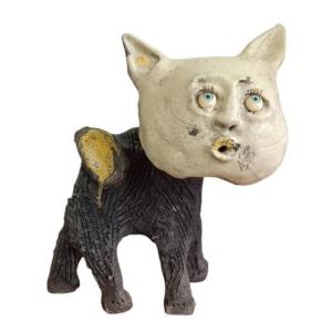 Sculpture chat en raku Jean Linard