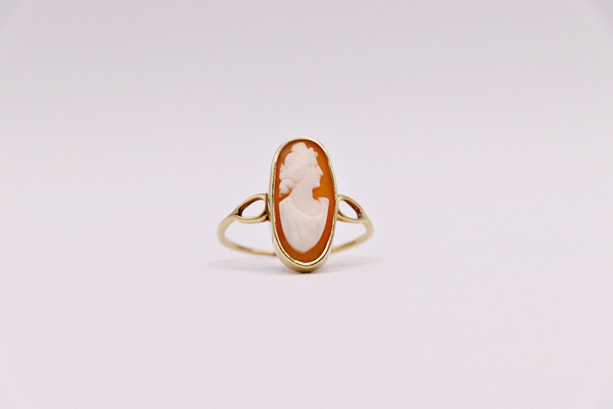 Bague Camée En Or Jaune - Bijou Vintage Circa 1780 - Anneau Simple En Excellent état