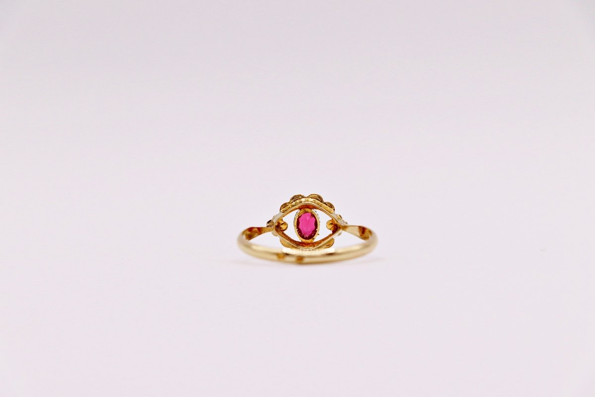 Antique Stylized Ring, Ruby-photo-4