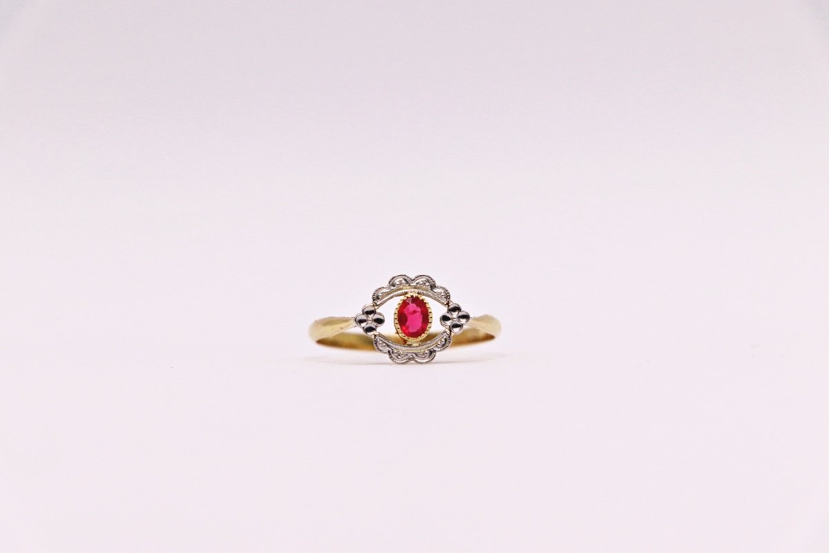 Antique Stylized Ring, Ruby