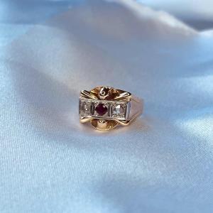 Tank Ring - Diamonds And Rubies