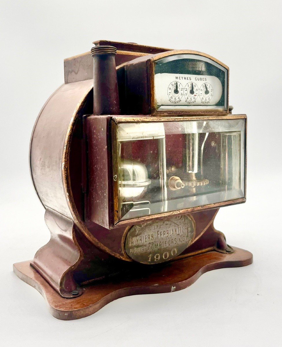 Objet Didactique; Compteur A Gaz En Fer Blanc Daté 1900 France-photo-1