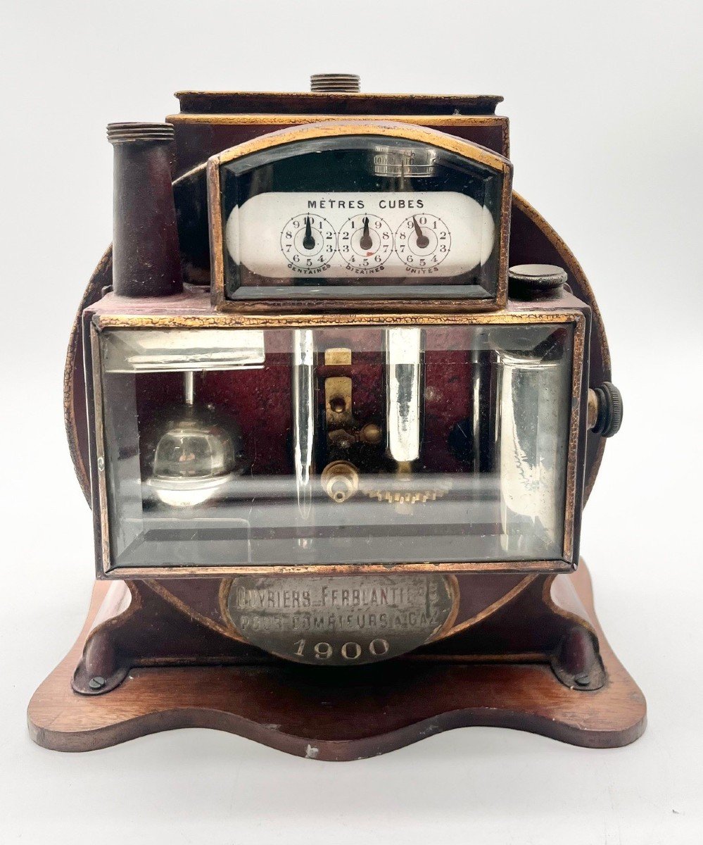 Objet Didactique; Compteur A Gaz En Fer Blanc Daté 1900 France