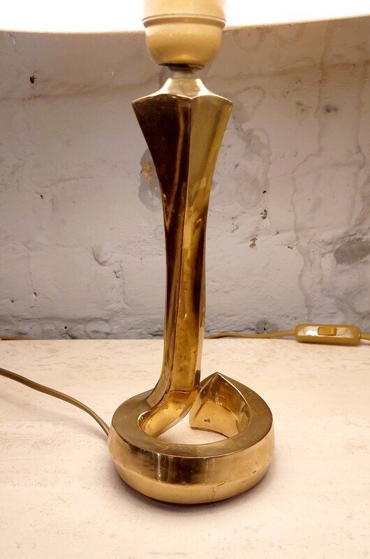 Paire De Lampes De Table Hollywood Regency En Bronze Doré Des Années 70-photo-3