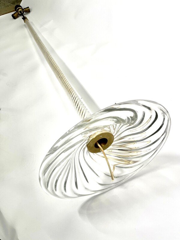 Rare Lampadaire En Verre Rigato Tondo Et Laiton Par Carlo Scarpa Pour Venini 1940s-photo-2