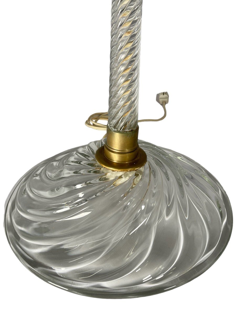 Rare Lampadaire En Verre Rigato Tondo Et Laiton Par Carlo Scarpa Pour Venini 1940s-photo-3