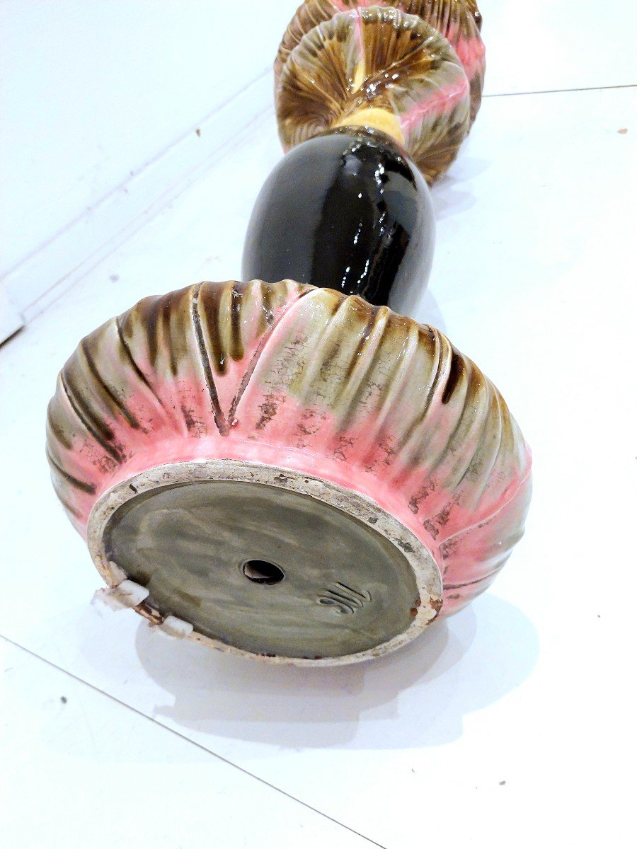 Art Nouveau Barbotine Column Planter-photo-3