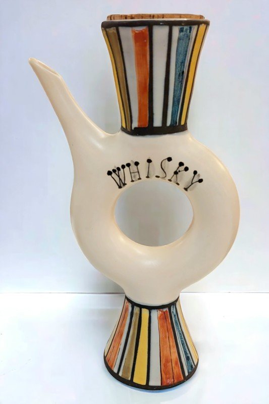 Vallauris Ceramic Pitcher Signed By Roger Capron 1950s-photo-3