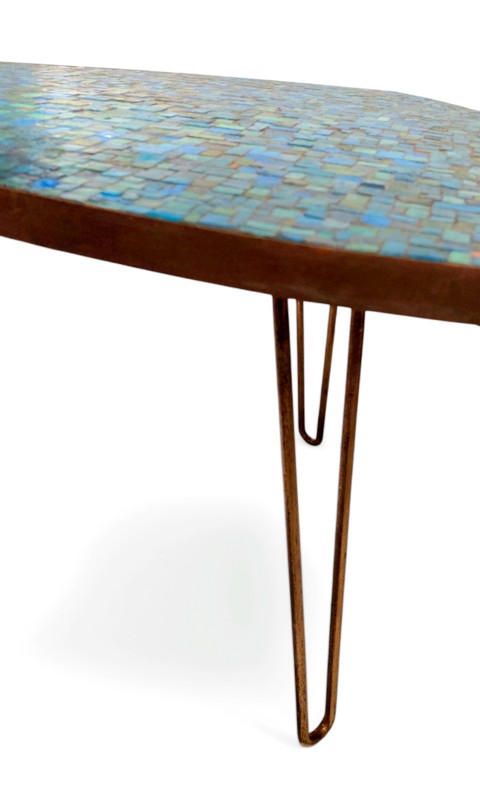 Table basse en mosaique et laiton par Berthold Muller 1950-photo-4