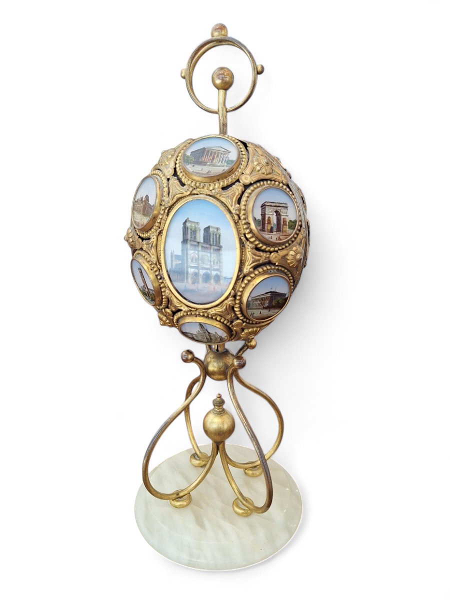 Souvenir Of The Grand Tour, Egg Decorated With Medallions Containing 4 Bottles -photo-2