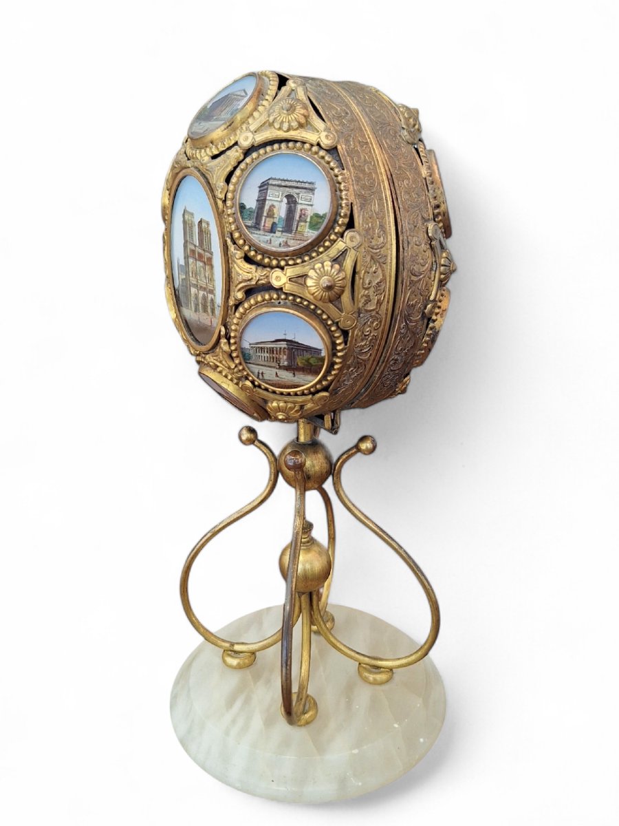 Souvenir Of The Grand Tour, Egg Decorated With Medallions Containing 4 Bottles -photo-7