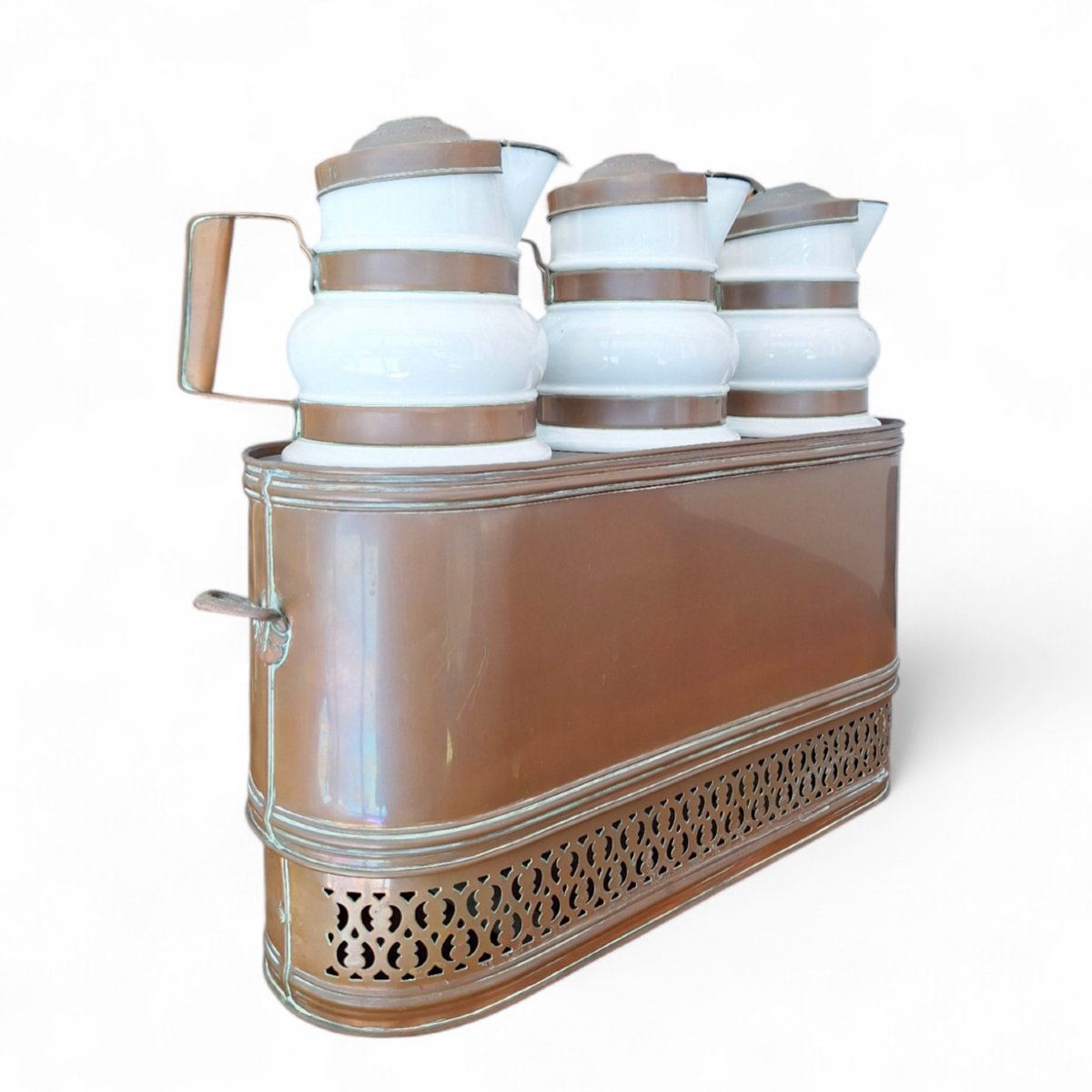 Hotel Or Coffee Bain-marie With 3 Porcelain Pitchers. -photo-3