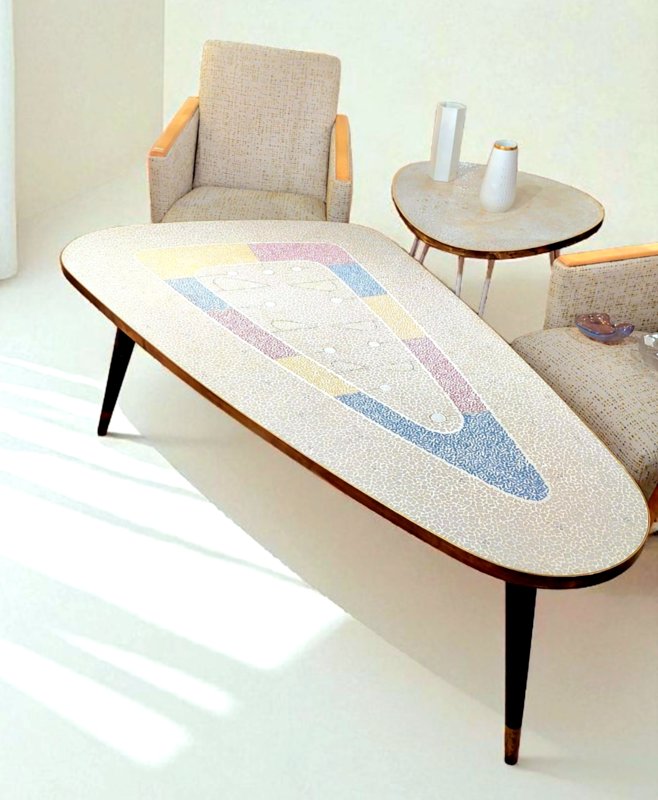 1950s Free-form Mosaic Coffee Table By Berthold Muller-photo-1