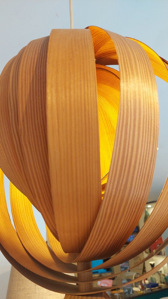 Bent Pine Chandelier By Hans Agne Jakobsson 1960. Rare 'moon Lamp' Model-photo-3