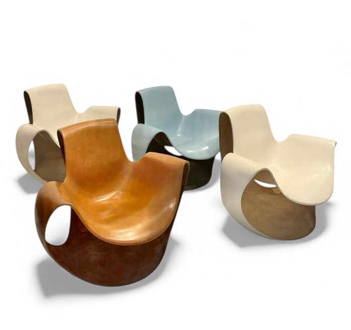 4 fauteuils albatros par Danielle quarante pour airborne, 1969