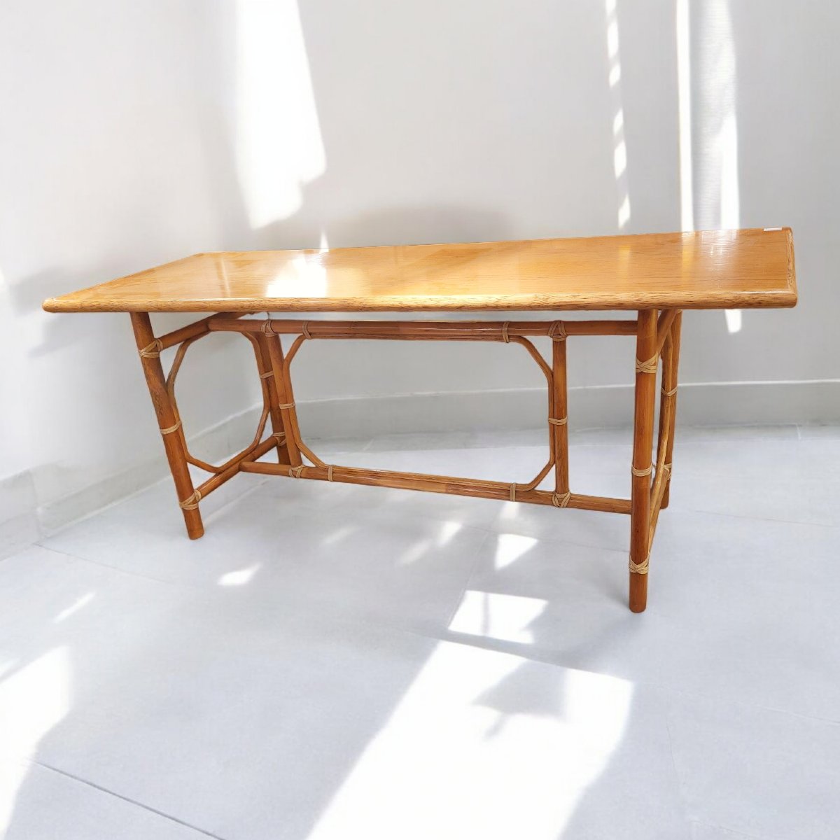 Tiki-style Bamboo Console Table, 1980s-photo-2