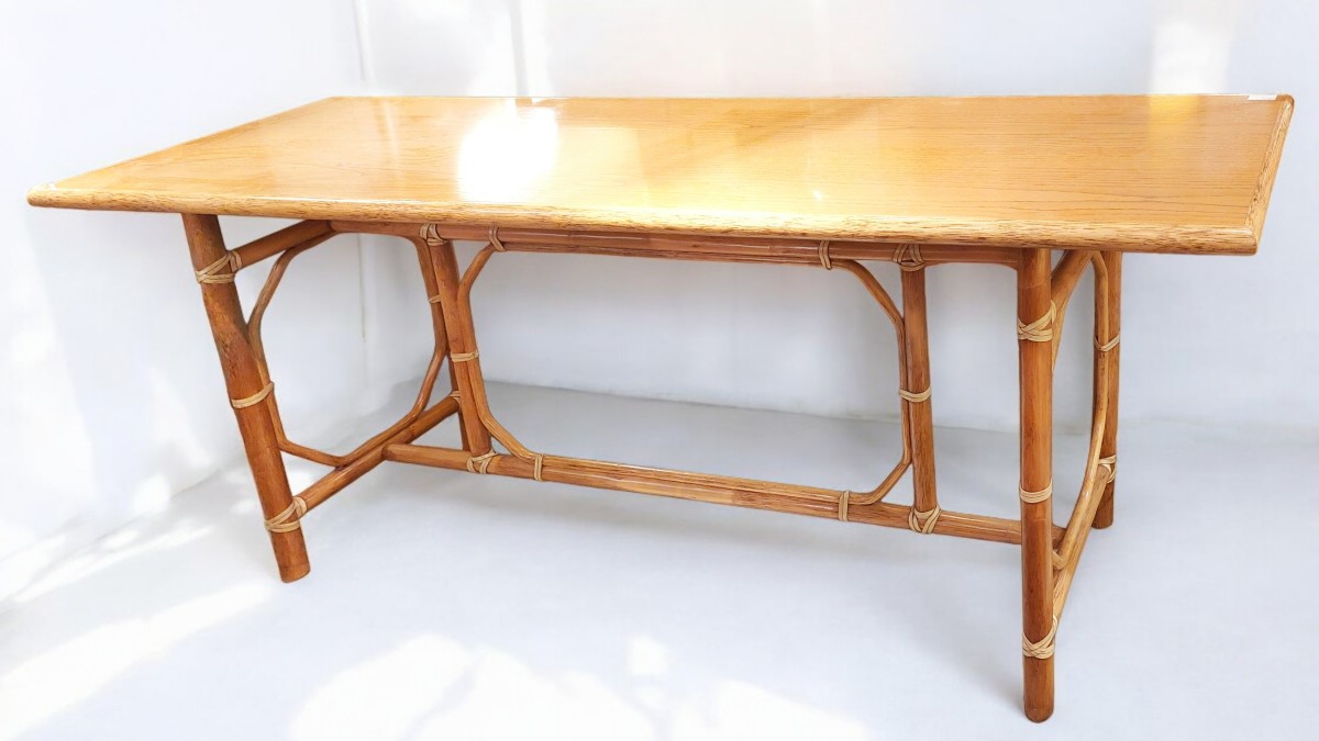 Tiki-style Bamboo Console Table, 1980s