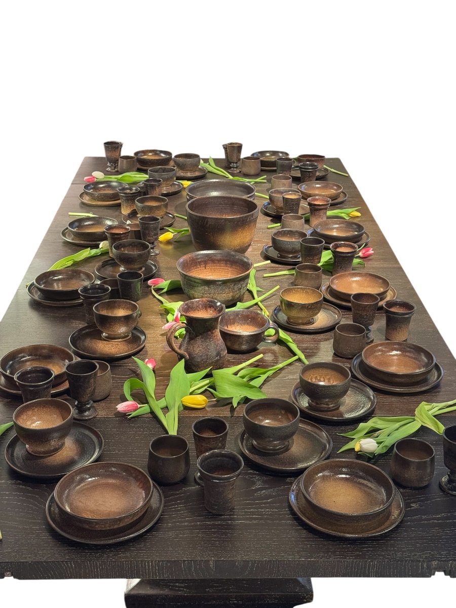 Rare Vallauris Ceramic Dinner Service For 12 People By Jean Marais-photo-2