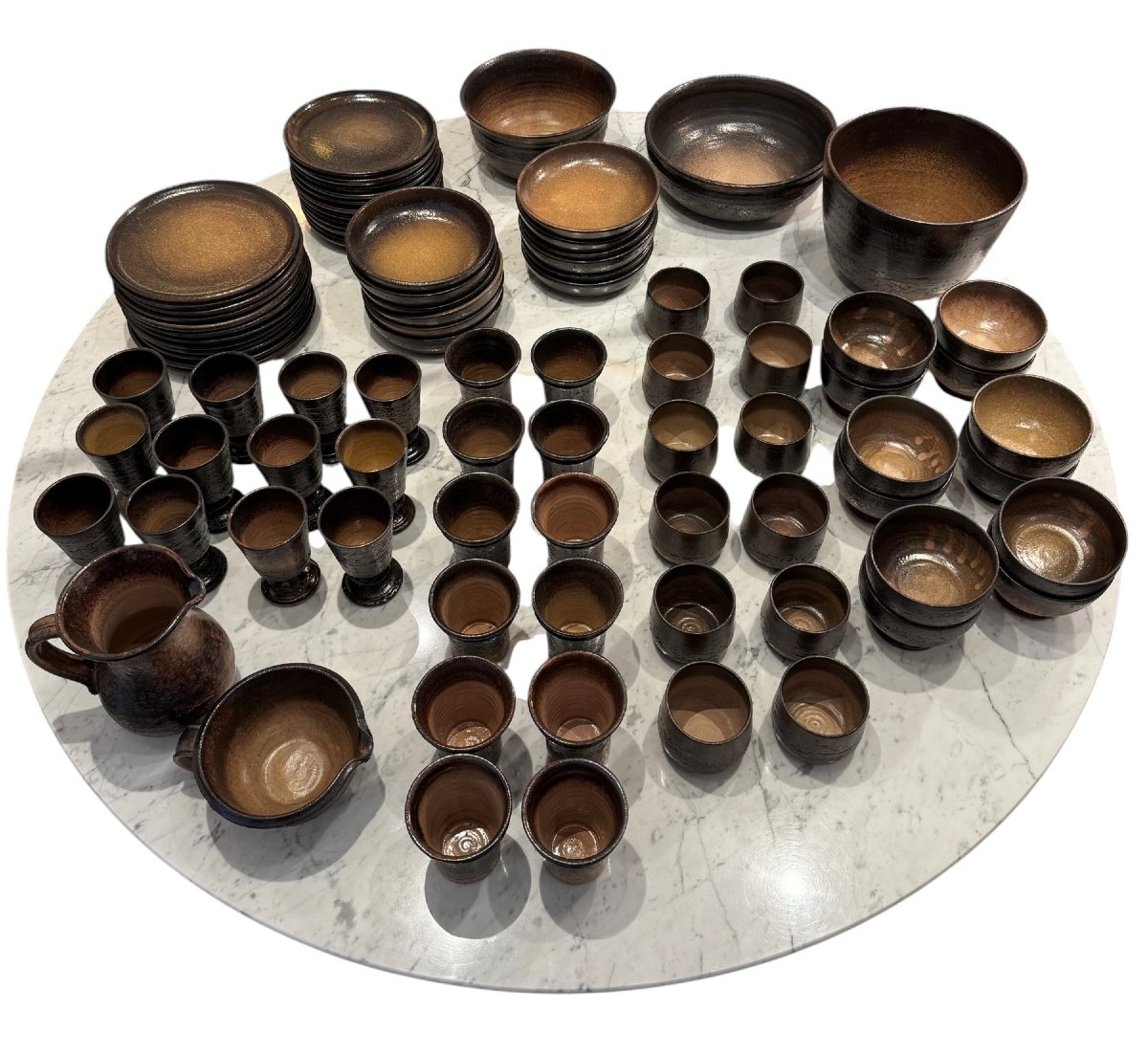 Rare Vallauris Ceramic Dinner Service For 12 People By Jean Marais-photo-3