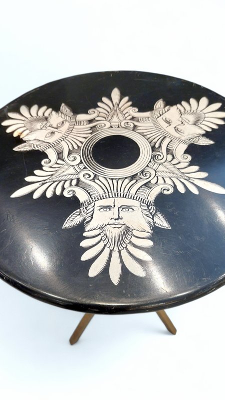 Gueridon Lacquered Wood And Gilded Brass By Fornasetti-photo-2