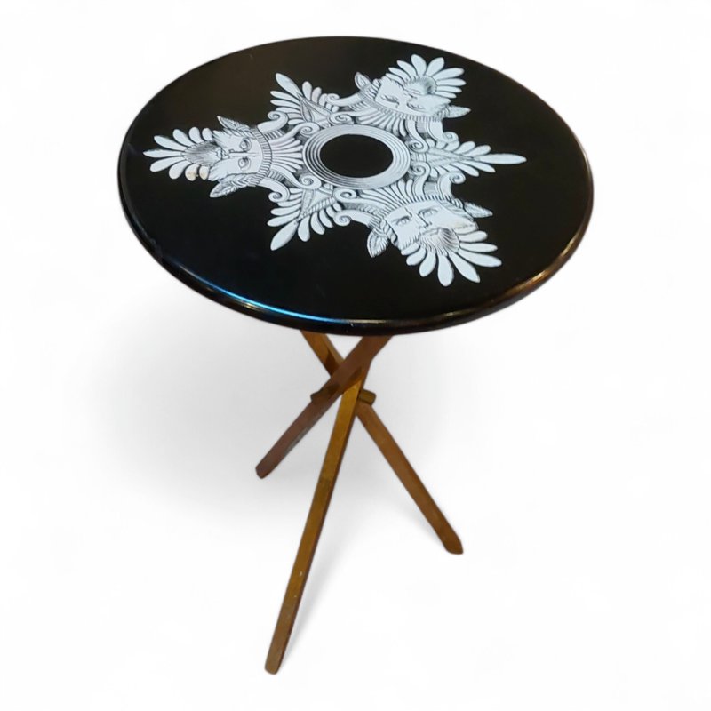 Gueridon Lacquered Wood And Gilded Brass By Fornasetti-photo-3