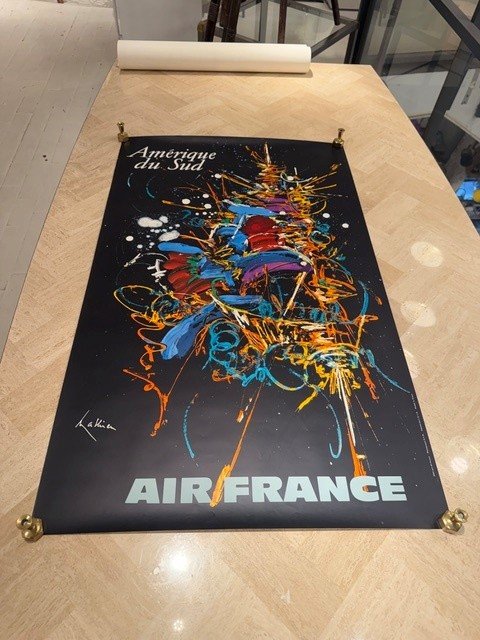 Rare Original Set Of 14 Air France Posters By Georges Mathieu 1967.-photo-3