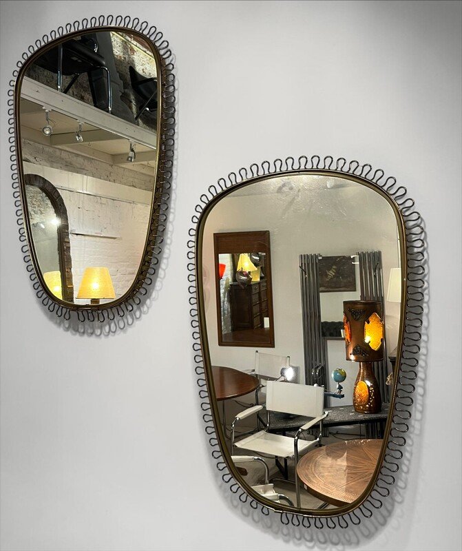 Paire de miroirs laiton doré par Josef Frank 1960s-photo-2