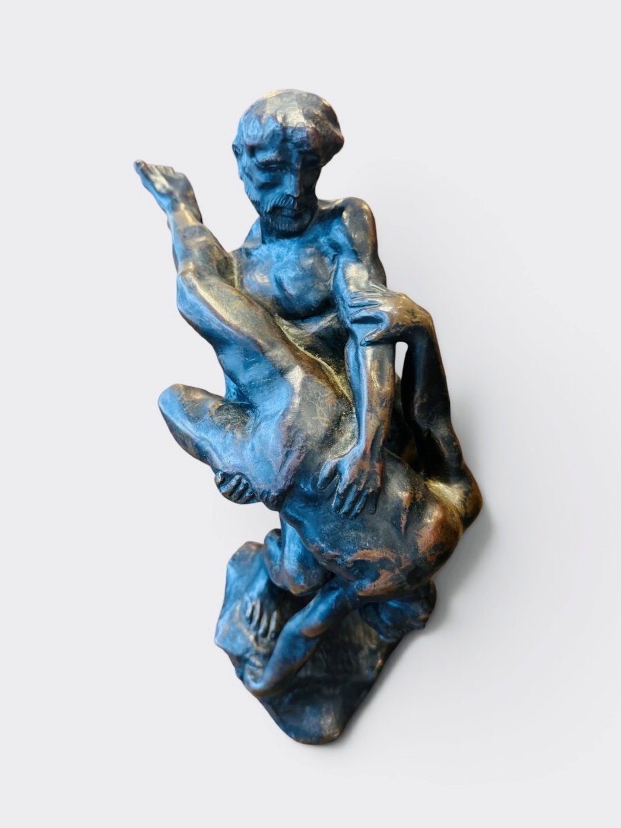 Pair Of Bronze "wrestlers" By Jef Lambeaux-photo-4