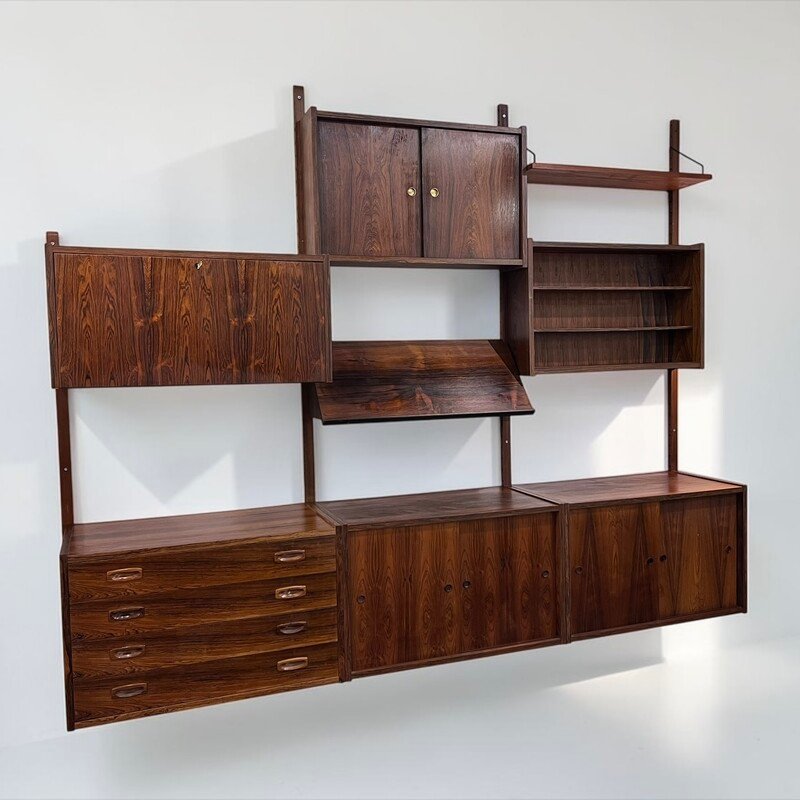 Meuble mural  design scandinave, placage de palissandre, années 1960-photo-1