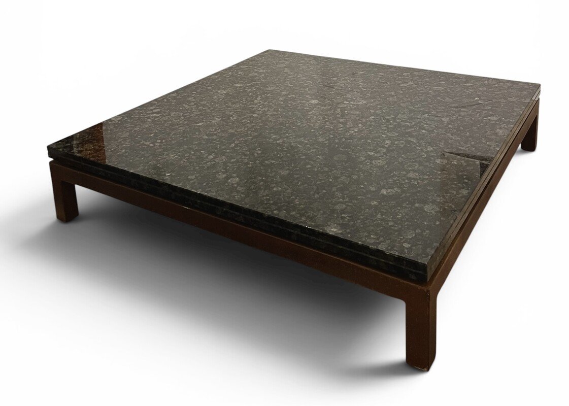 grande table basse en acier corten et granit-photo-2